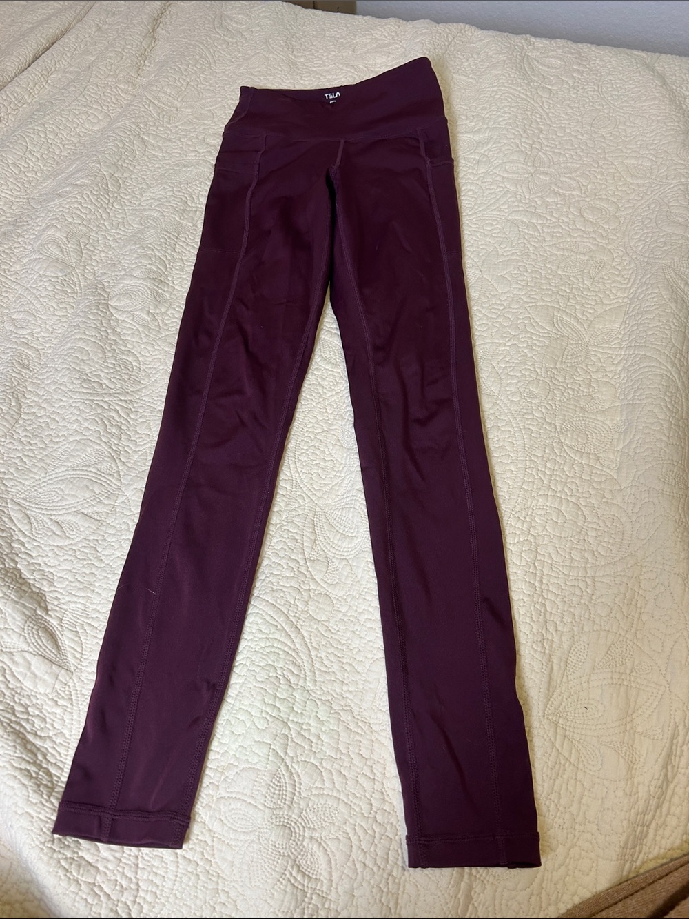 Tsla Women's High-Waist Plum Leggings